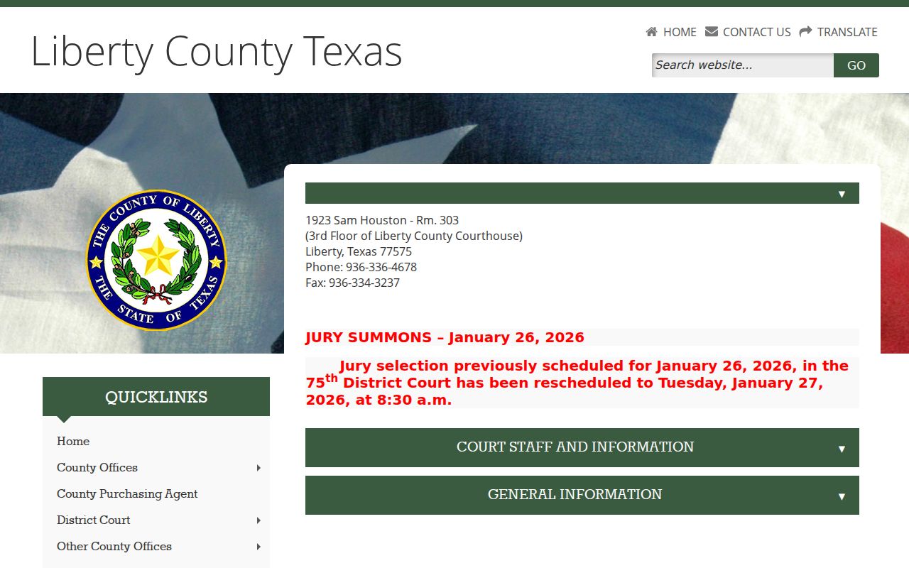 Liberty County criminal docket 75th District Court