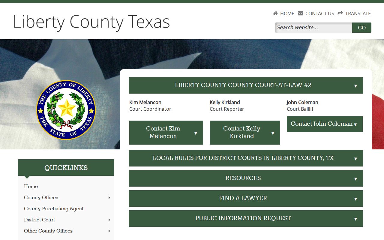 Liberty County criminal docket County Court at Law No. 2