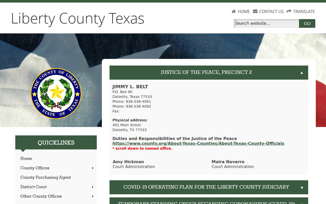 Liberty County court dates Justice Precinct 2