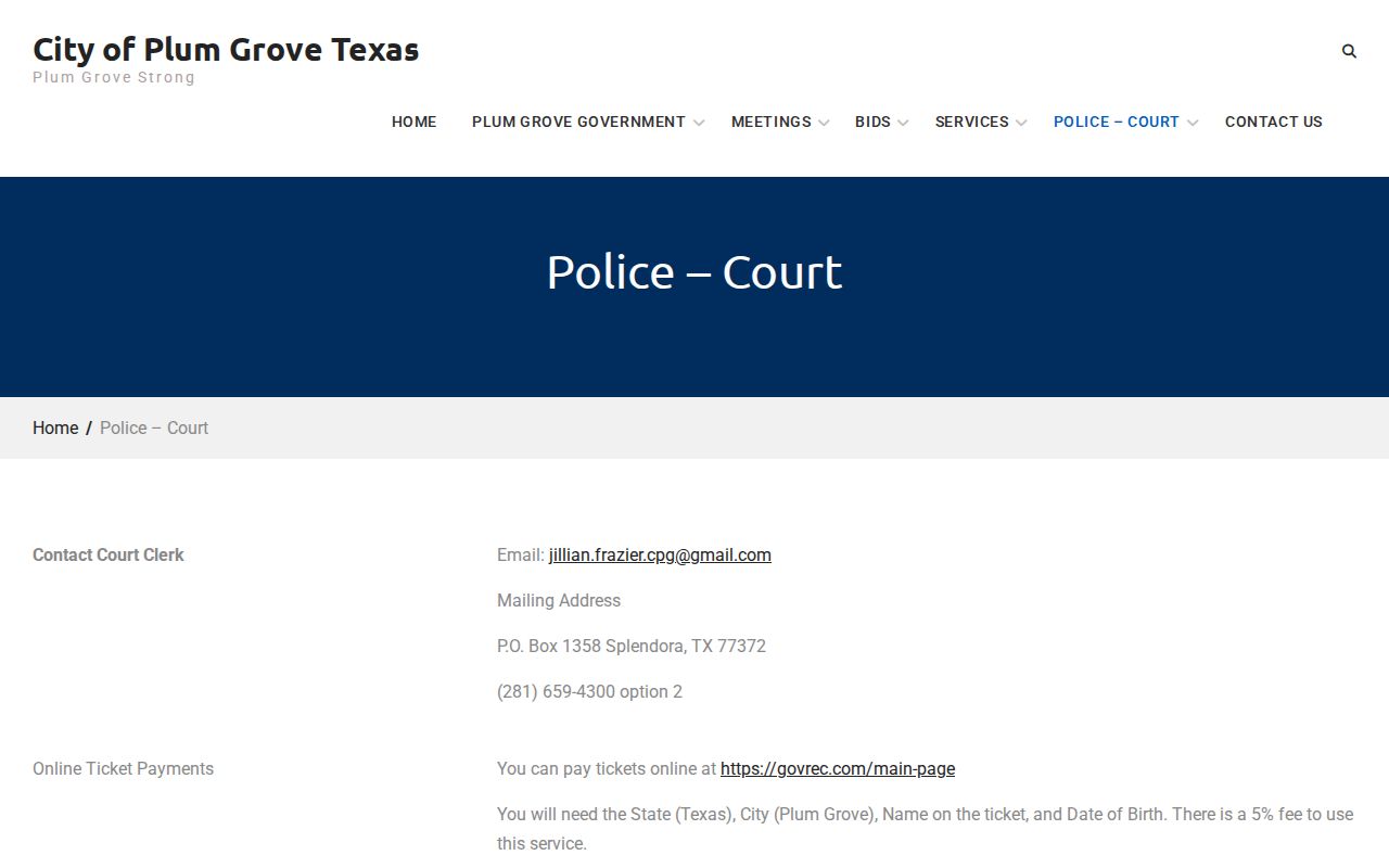 Plum Grove court docket police and court page