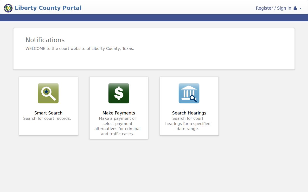 Liberty County court docket Enterprise Justice portal